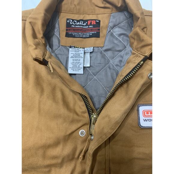 Walls FR Bomber Jacket XL Brown Canvas Quilted Lining Work Flame Resistant 3 HRC - Picture 7 of 8